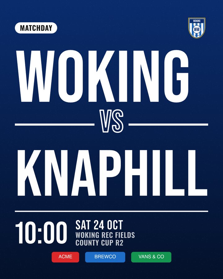 Matchday fixture graphic: Woking vs Knaphill, Saturday 24 October, 10:00